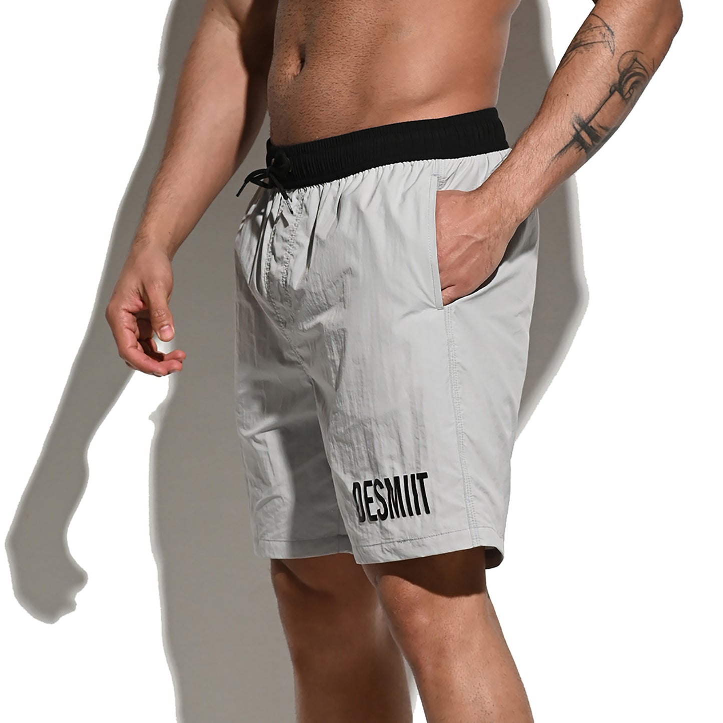 Men's Solid Color Drawstring Board Shorts | Quick-Dry Portable Sports Swimwear with Pockets B4114