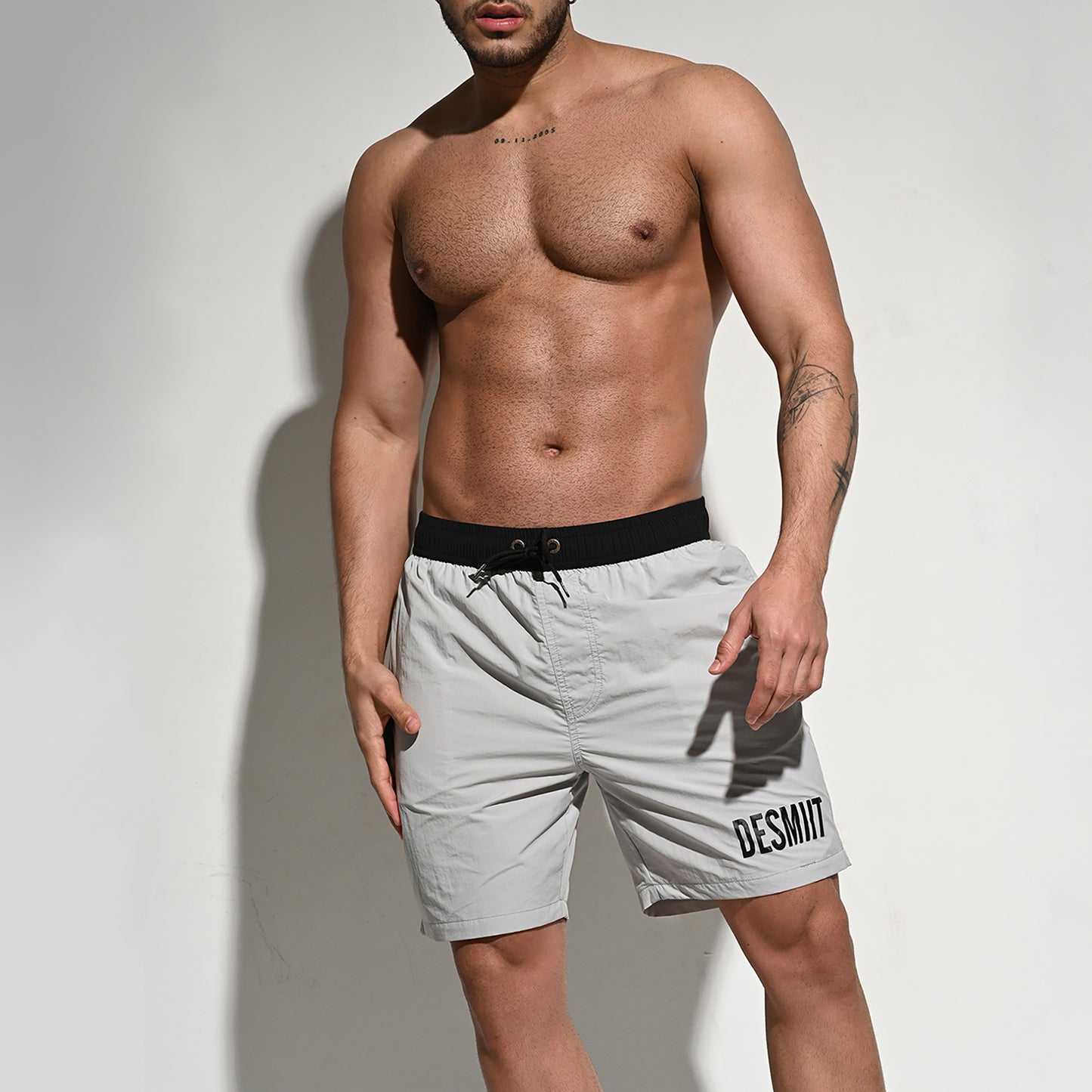 Men's Solid Color Drawstring Board Shorts | Quick-Dry Portable Sports Swimwear with Pockets B4114