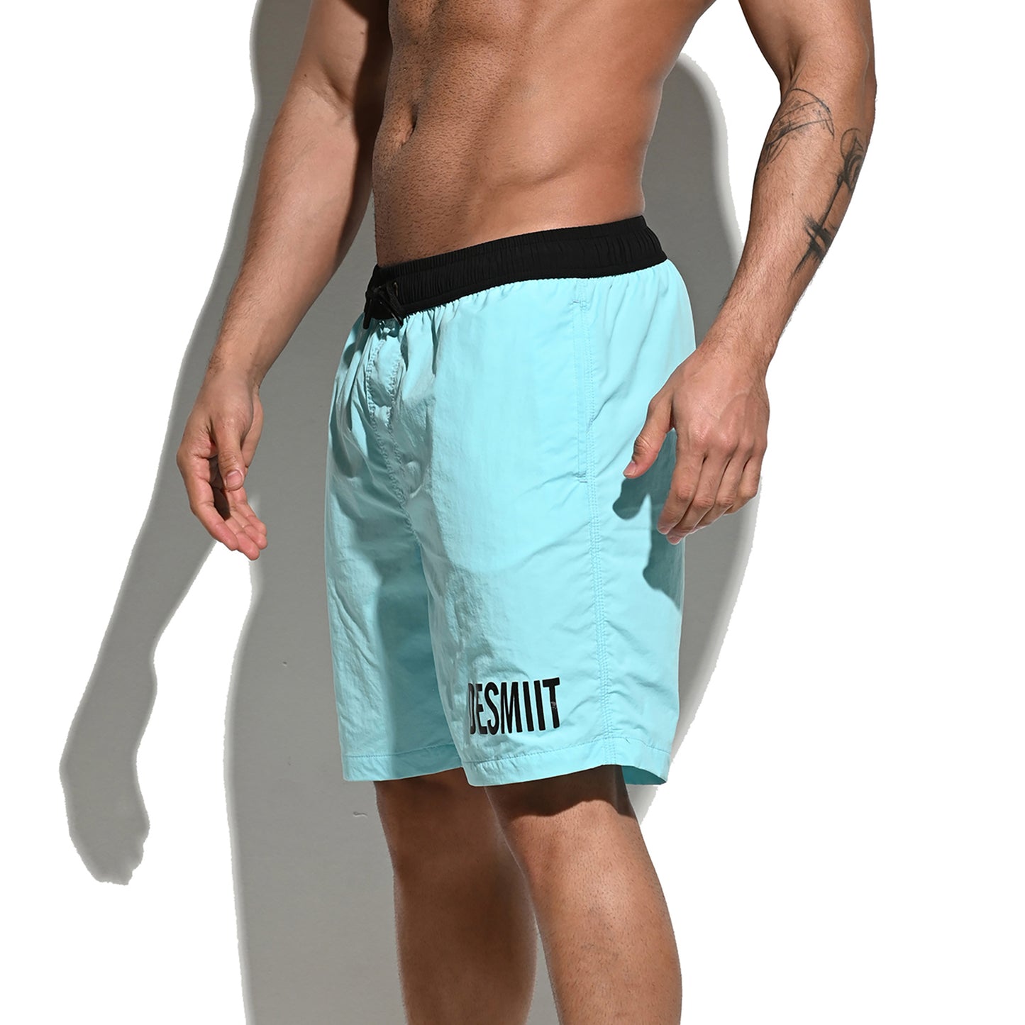 Men's Solid Color Drawstring Board Shorts | Quick-Dry Portable Sports Swimwear with Pockets B4114