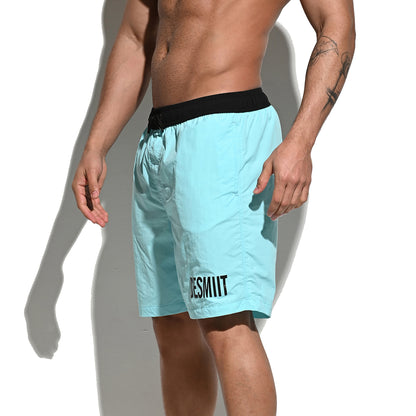 Men's Solid Color Drawstring Board Shorts | Quick-Dry Portable Sports Swimwear with Pockets B4114