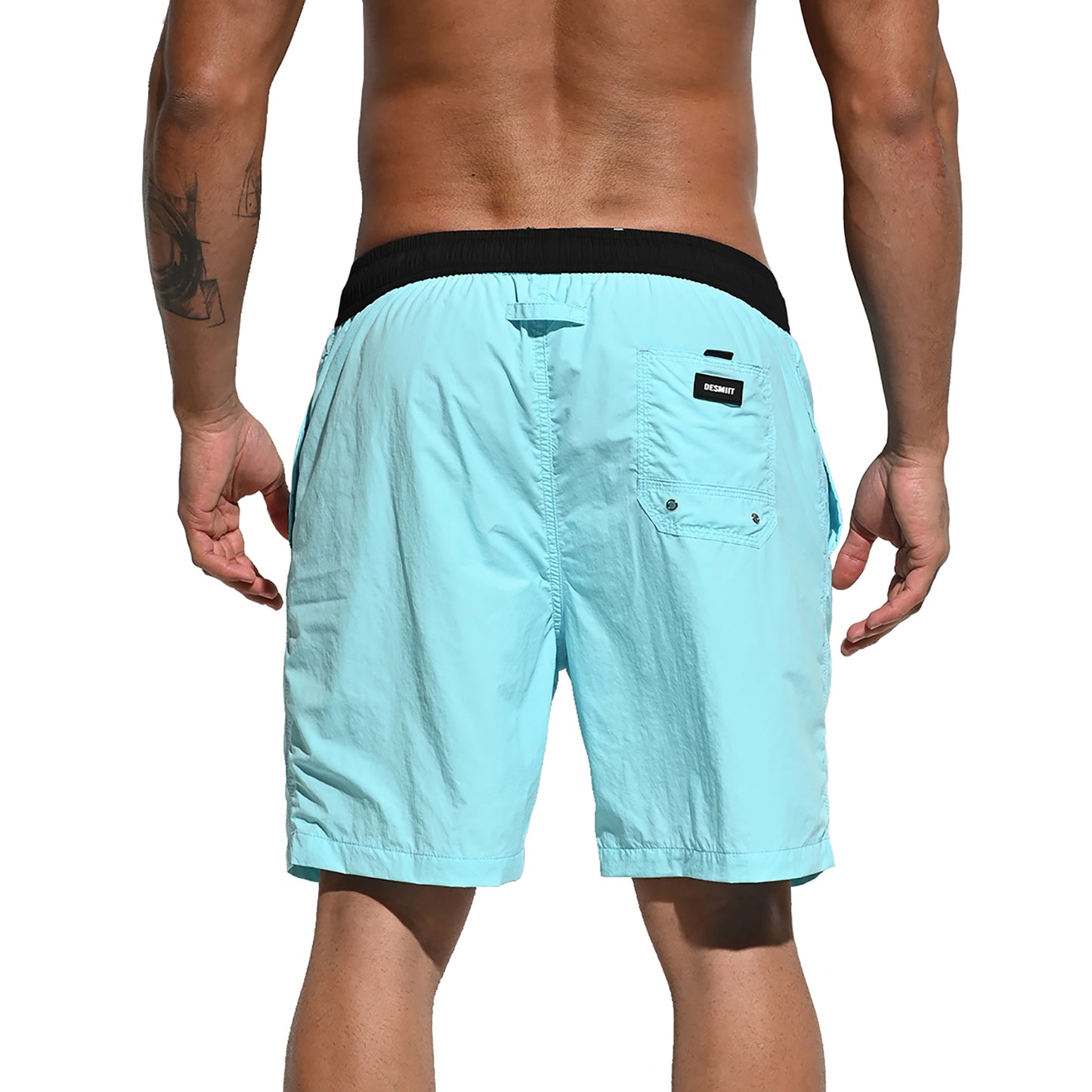 Men's Solid Color Drawstring Board Shorts | Quick-Dry Portable Sports Swimwear with Pockets B4114