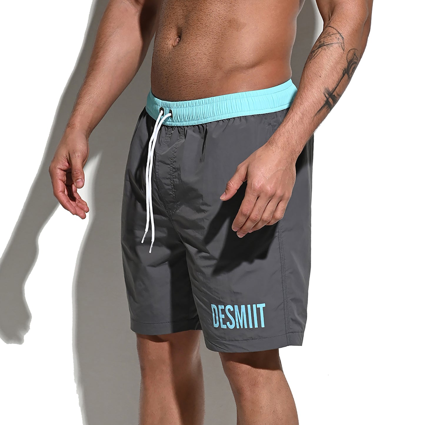 Men's Solid Color Drawstring Board Shorts | Quick-Dry Portable Sports Swimwear with Pockets B4114