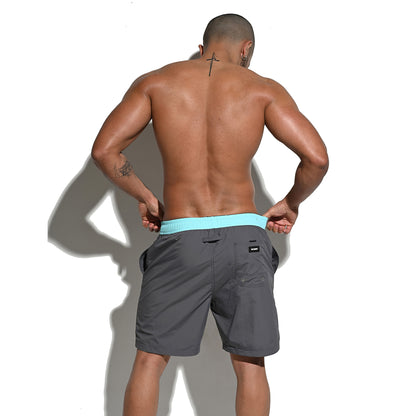 Men's Solid Color Drawstring Board Shorts | Quick-Dry Portable Sports Swimwear with Pockets B4114
