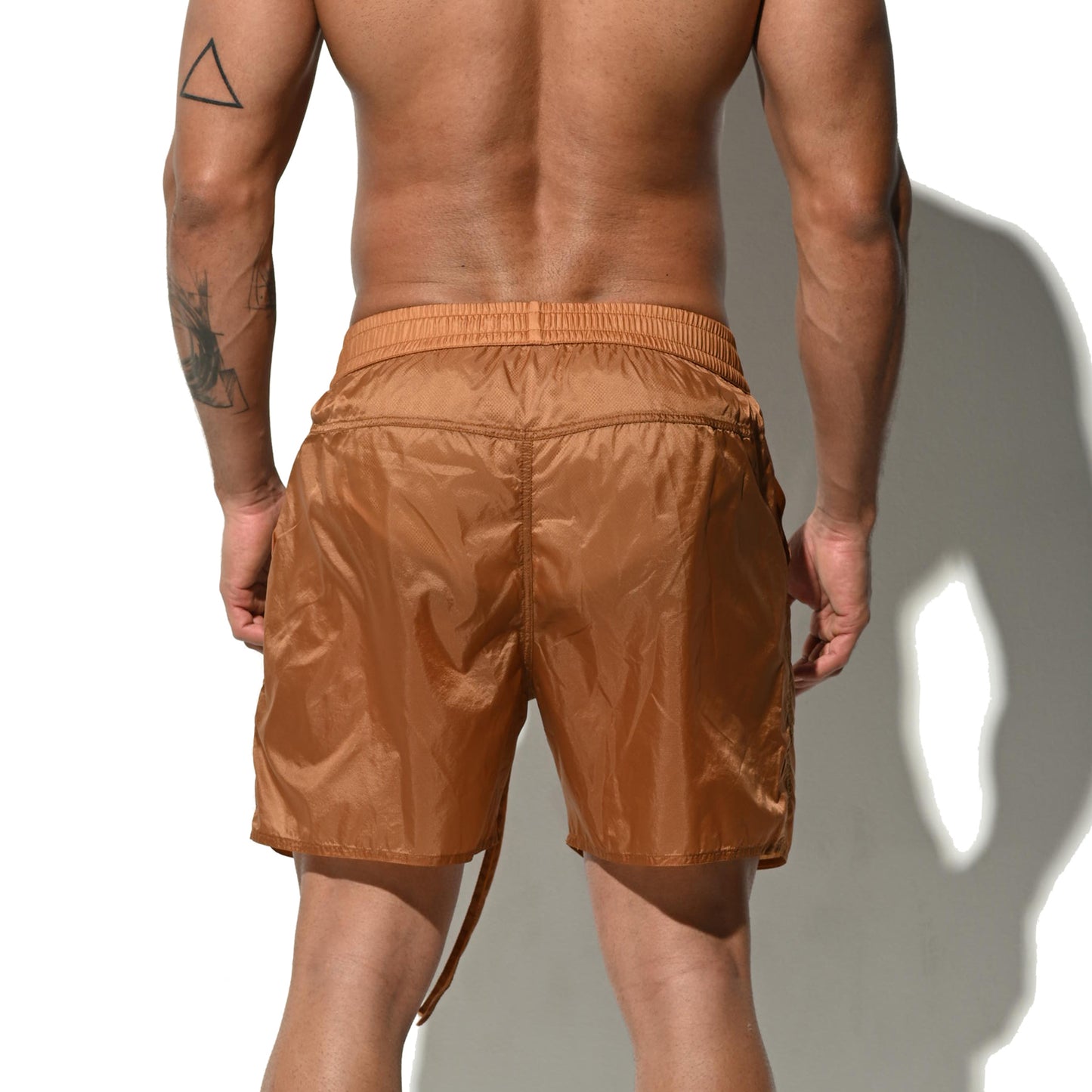 DESMIIT Men's Ultra-thin Semi-translucent Beach pants Sexy vacation 4-point shorts B4123