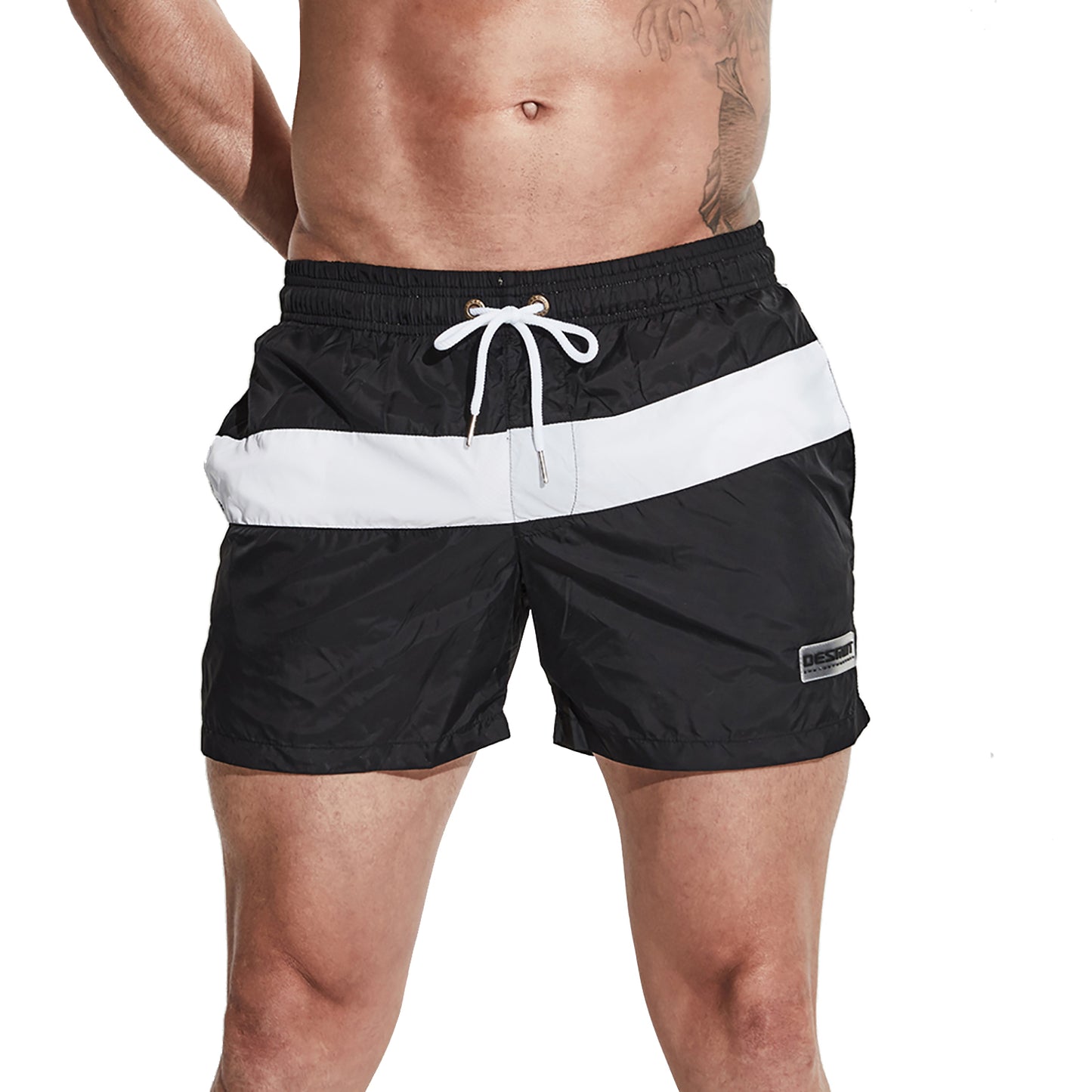 DESMIIT Men's Light Pocket Board Shorts Drawstring Swimming Beachwear Also for  Gym surf Three-way shorts S710