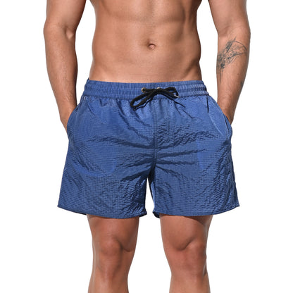 DESMIIT Men's Solid Color Ultra‑Thin Fast‑Dry Beach Shorts, Casual Summer Swim Trunks with Pockets B4236