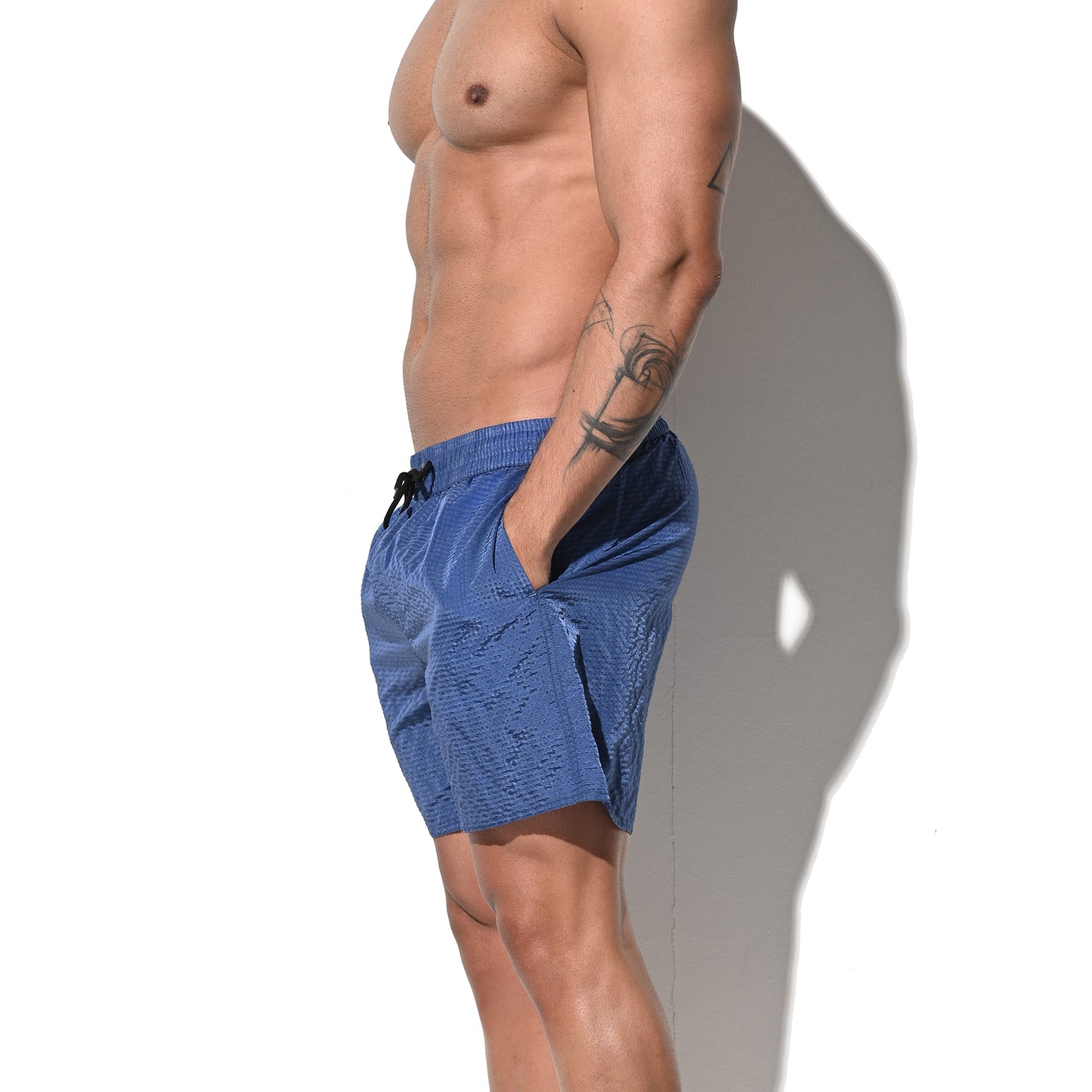DESMIIT Men's Solid Color Ultra‑Thin Fast‑Dry Beach Shorts, Casual Summer Swim Trunks with Pockets B4236