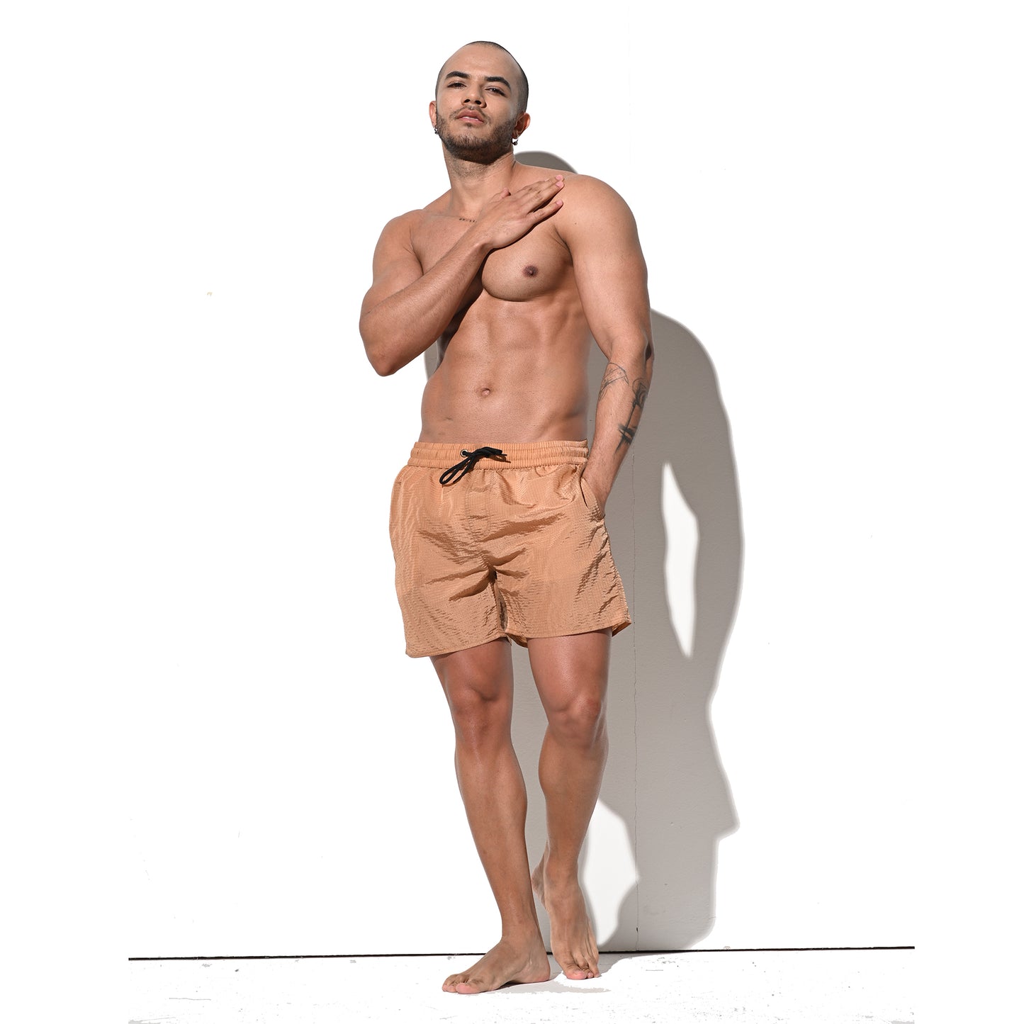DESMIIT Men's Solid Color Ultra‑Thin Fast‑Dry Beach Shorts, Casual Summer Swim Trunks with Pockets B4236