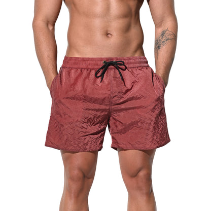 DESMIIT Men's Solid Color Ultra‑Thin Fast‑Dry Beach Shorts, Casual Summer Swim Trunks with Pockets B4236