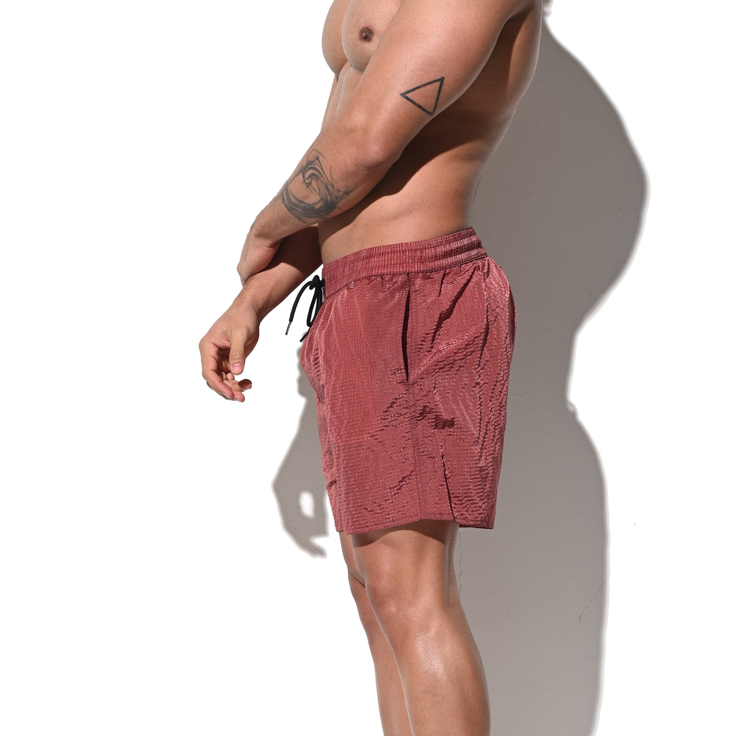 DESMIIT Men's Solid Color Ultra‑Thin Fast‑Dry Beach Shorts, Casual Summer Swim Trunks with Pockets B4236