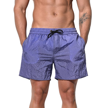 DESMIIT Men's Solid Color Ultra‑Thin Fast‑Dry Beach Shorts, Casual Summer Swim Trunks with Pockets B4236