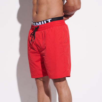 DESMIIT Men's Mock Two-Piece Swim Board Shorts Structured Fabric Quick‑Dry Breathable Beach Shorts B4351