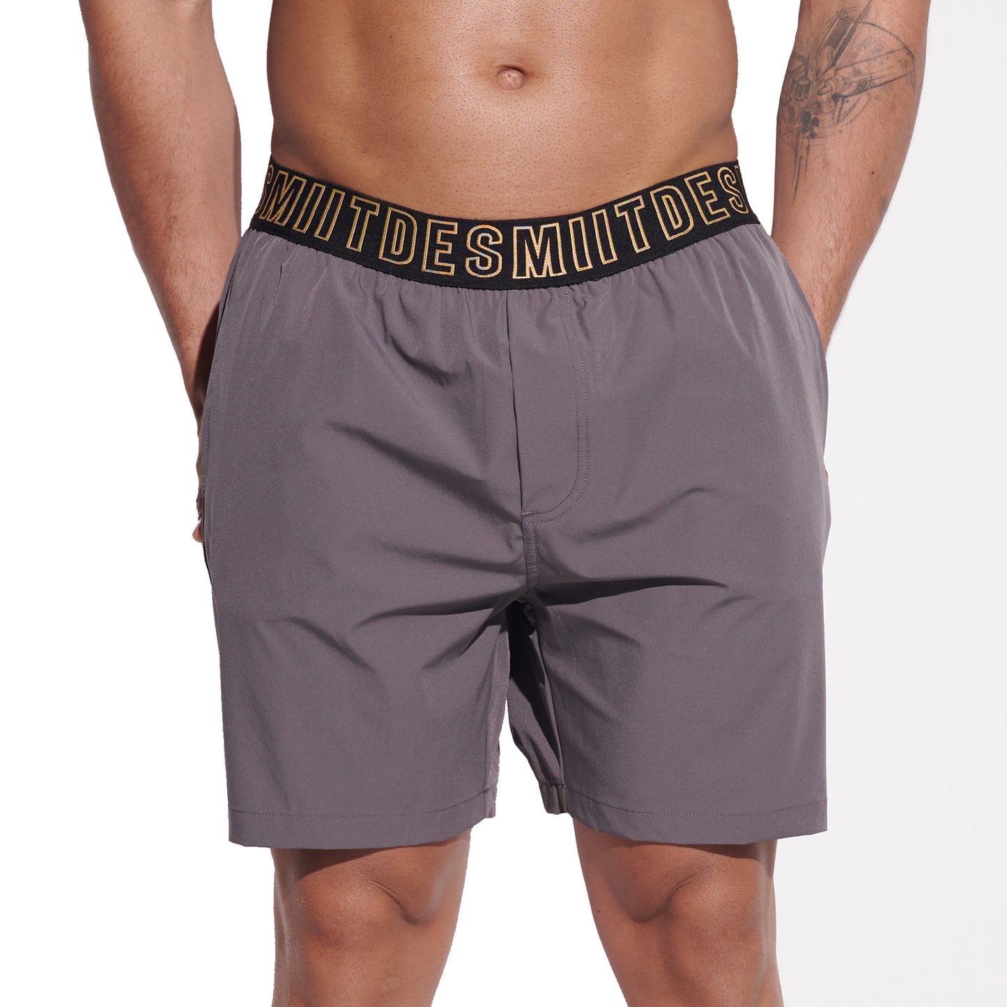 DESMIIT Men's Solid Ultra‑Short 4‑Way Stretch Quick‑Dry Board Shorts, Feather‑Light for Gym Beach Aerobics B4352