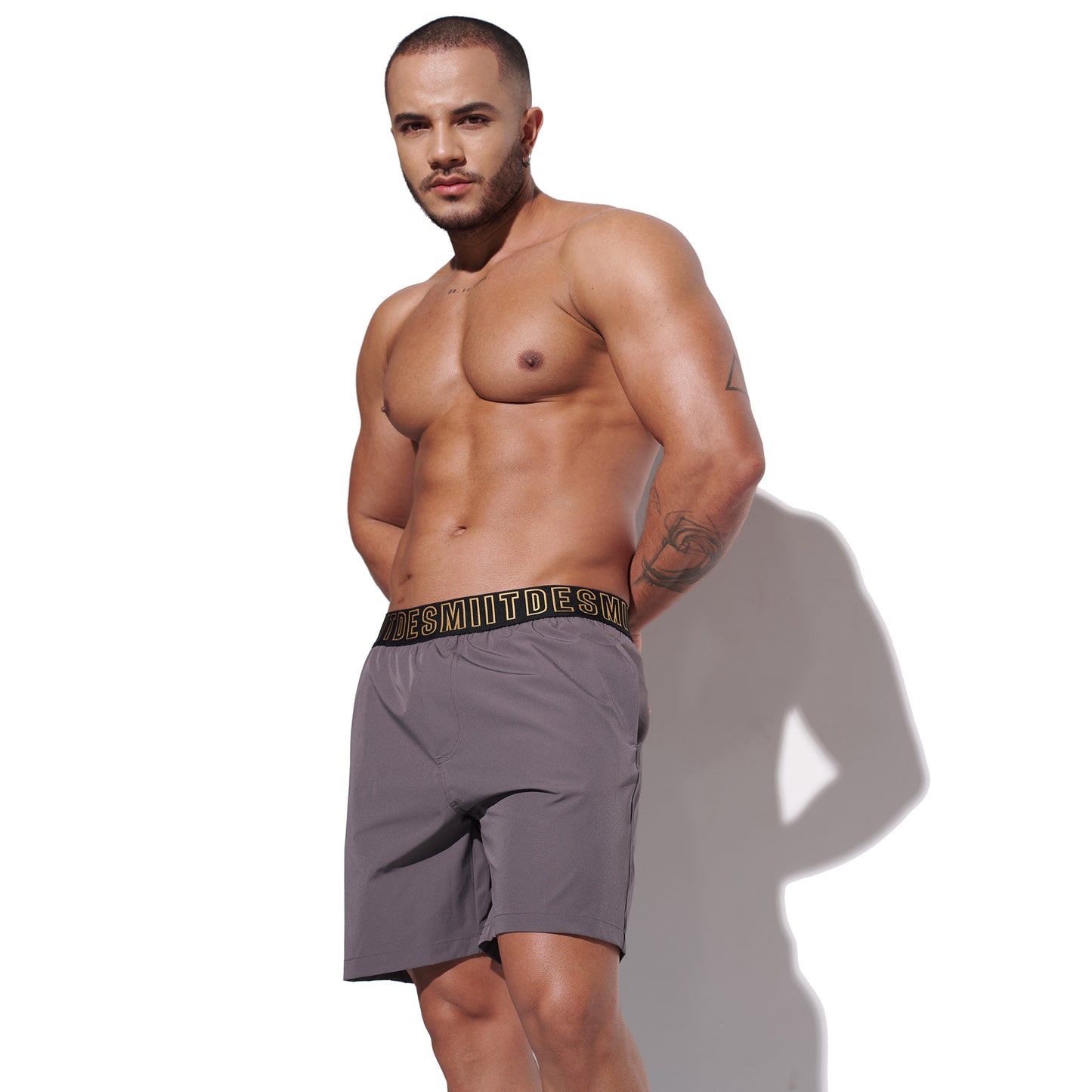 DESMIIT Men's Solid Ultra‑Short 4‑Way Stretch Quick‑Dry Board Shorts, Feather‑Light for Gym Beach Aerobics B4352