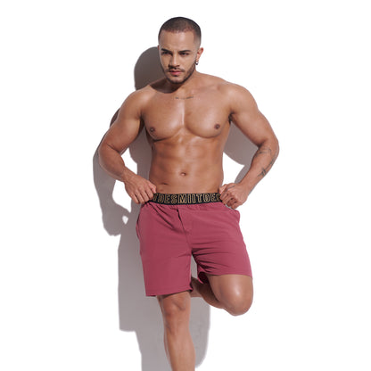 DESMIIT Men's Solid Ultra‑Short 4‑Way Stretch Quick‑Dry Board Shorts, Feather‑Light for Gym Beach Aerobics B4352