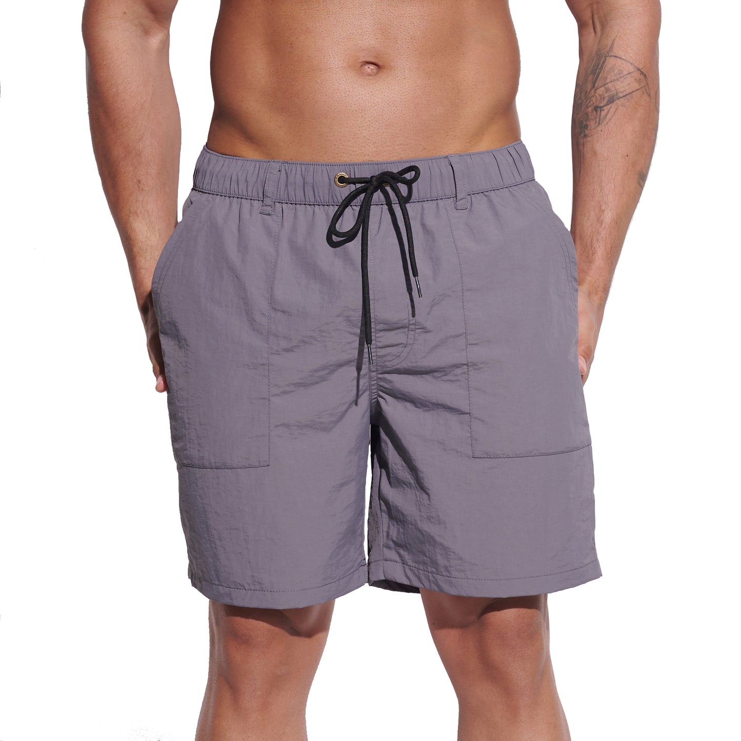 DESMIIT Men's Fashion Cargo‑Style Multi‑Pocket Swim Board Shorts, Quick‑Dry Breathable Summer Beach Trunks B4353