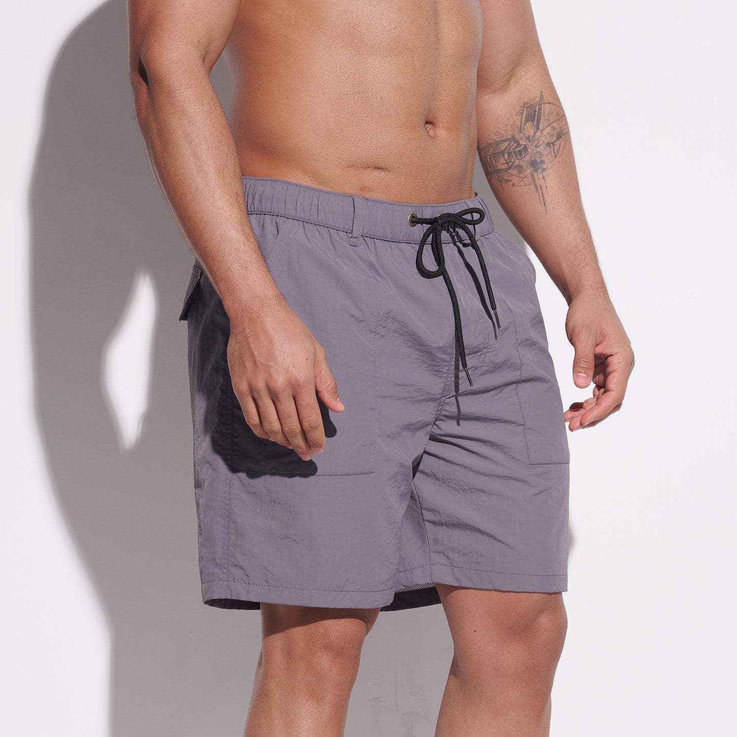DESMIIT Men's Fashion Cargo‑Style Multi‑Pocket Swim Board Shorts, Quick‑Dry Breathable Summer Beach Trunks B4353