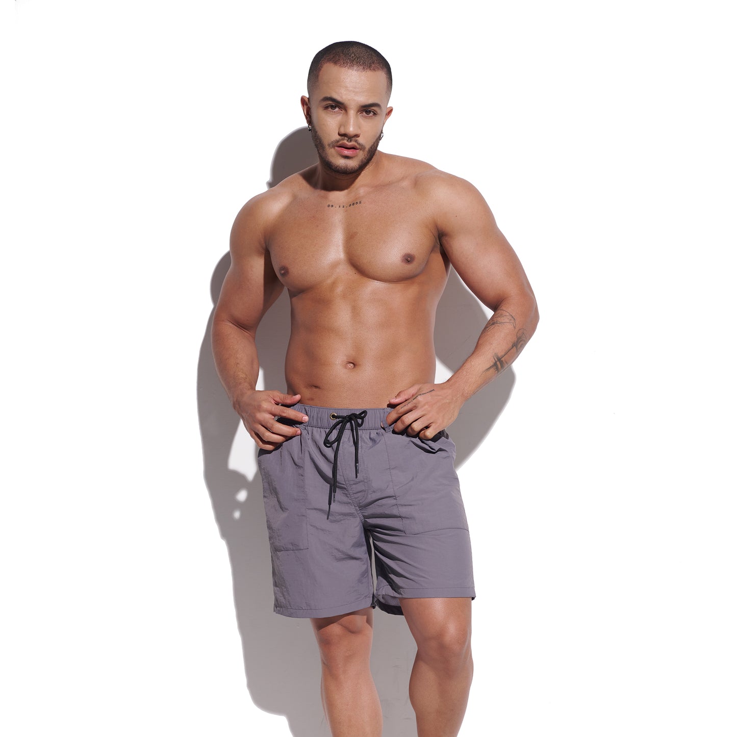 DESMIIT Men's Fashion Cargo‑Style Multi‑Pocket Swim Board Shorts, Quick‑Dry Breathable Summer Beach Trunks B4353