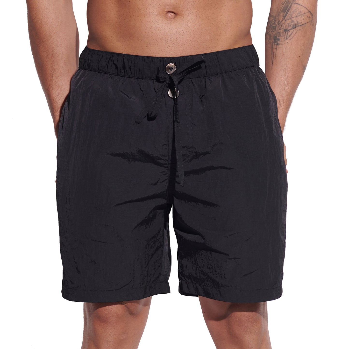 DESMIIT Men's Fashion Quick dry Thin Shiny‑Fabric Swim Board Shorts Quick‑Dry Breathable Beach shorts B4356