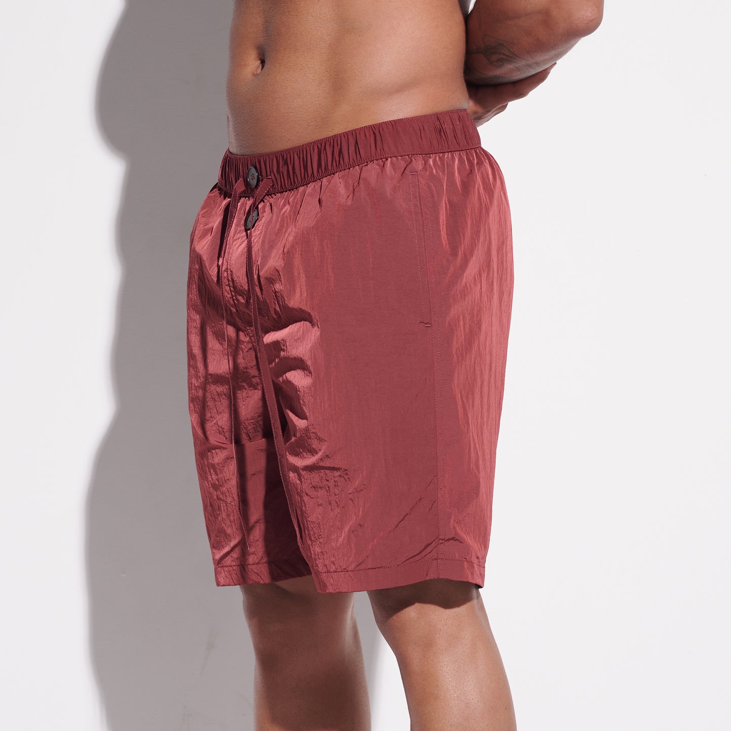 DESMIIT Men's Fashion Quick dry Thin Shiny‑Fabric Swim Board Shorts Quick‑Dry Breathable Beach shorts B4356