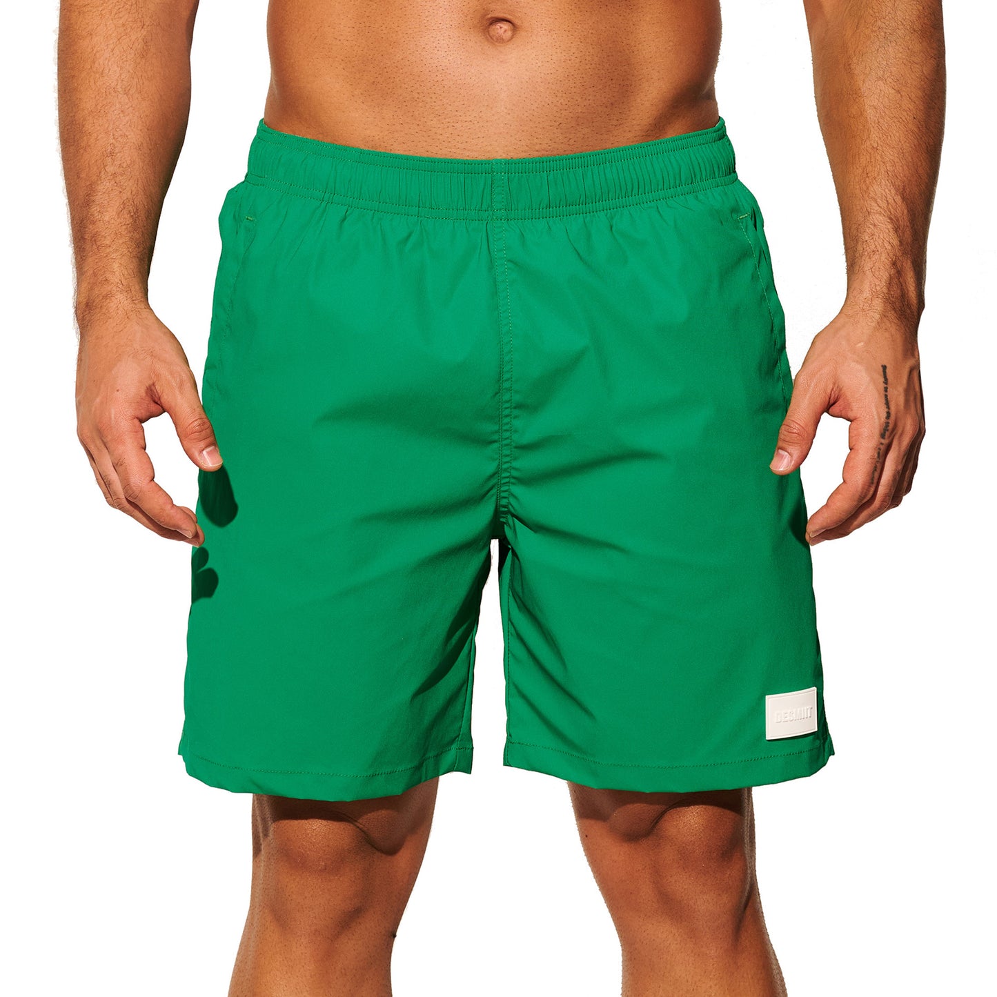 DESMIIT Men's Short‑Cut Breathable Quick‑Dry Drawstring Board Shorts with Pockets, Summer Beach Swim Trunks for Aerobics Casual Daily Wear B4562