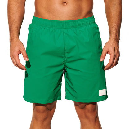DESMIIT Men's Short‑Cut Breathable Quick‑Dry Drawstring Board Shorts with Pockets, Summer Beach Swim Trunks for Aerobics Casual Daily Wear B4562