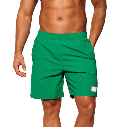DESMIIT Men's Short‑Cut Breathable Quick‑Dry Drawstring Board Shorts with Pockets, Summer Beach Swim Trunks for Aerobics Casual Daily Wear B4562