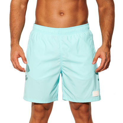 DESMIIT Men's Short‑Cut Breathable Quick‑Dry Drawstring Board Shorts with Pockets, Summer Beach Swim Trunks for Aerobics Casual Daily Wear B4562