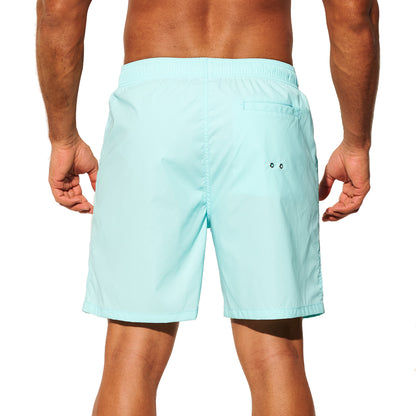 DESMIIT Men's Short‑Cut Breathable Quick‑Dry Drawstring Board Shorts with Pockets, Summer Beach Swim Trunks for Aerobics Casual Daily Wear B4562