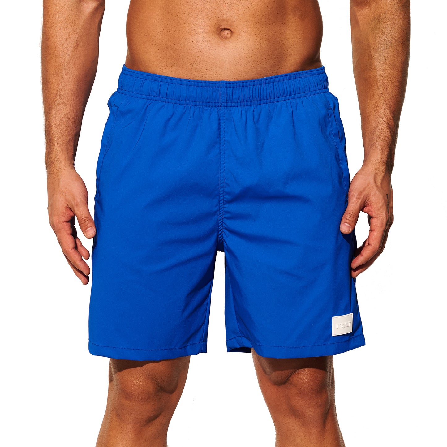 DESMIIT Men's Short‑Cut Breathable Quick‑Dry Drawstring Board Shorts with Pockets, Summer Beach Swim Trunks for Aerobics Casual Daily Wear B4562