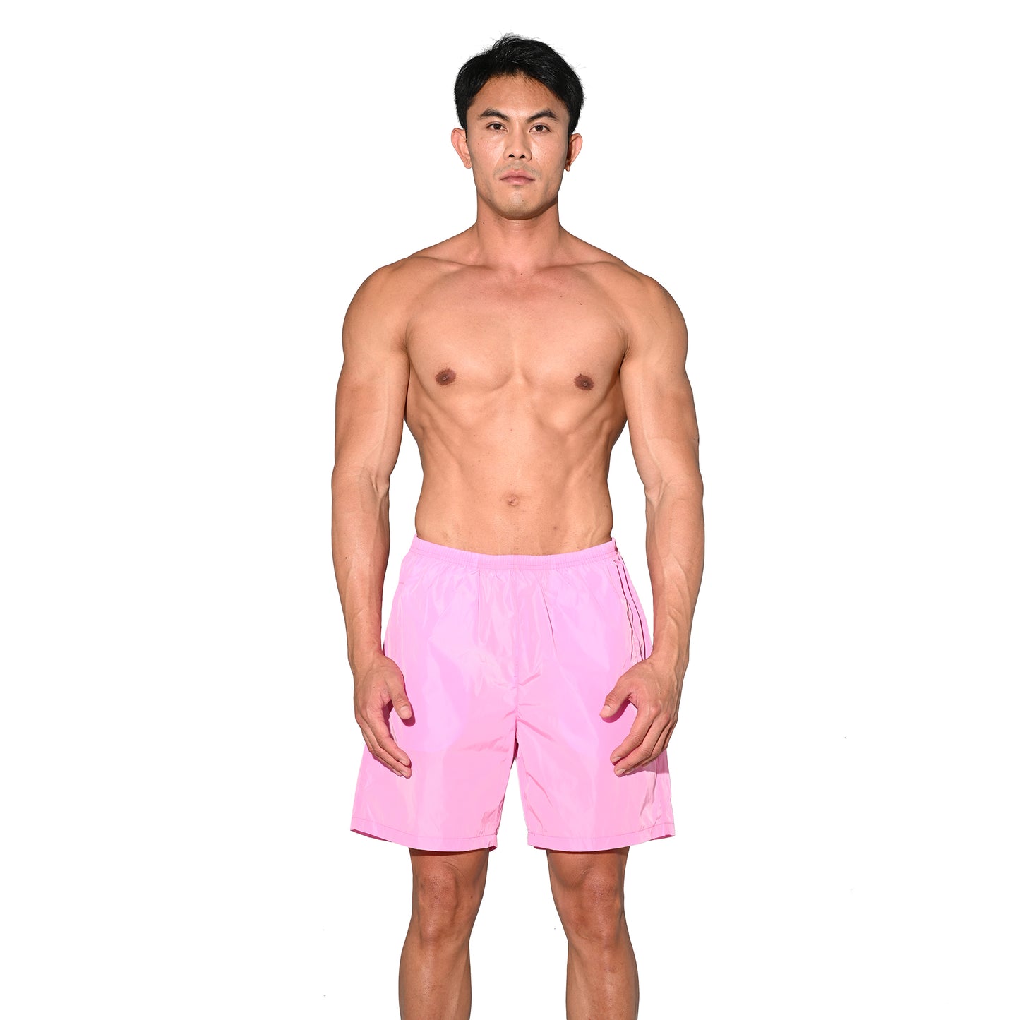 DESMIIT Men's Vibrant Solid Color Beach Shorts | Fast-Dry Casual Summer Swim Trunks with Pockets B4572