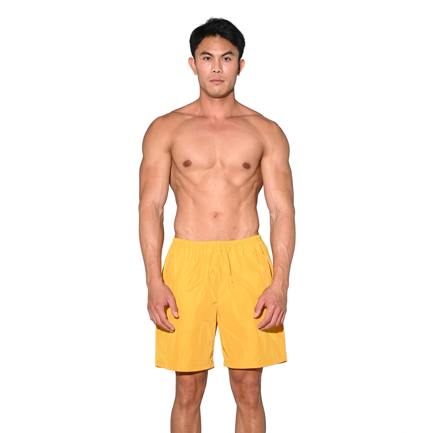 DESMIIT Men's Vibrant Solid Color Beach Shorts | Fast-Dry Casual Summer Swim Trunks with Pockets B4572