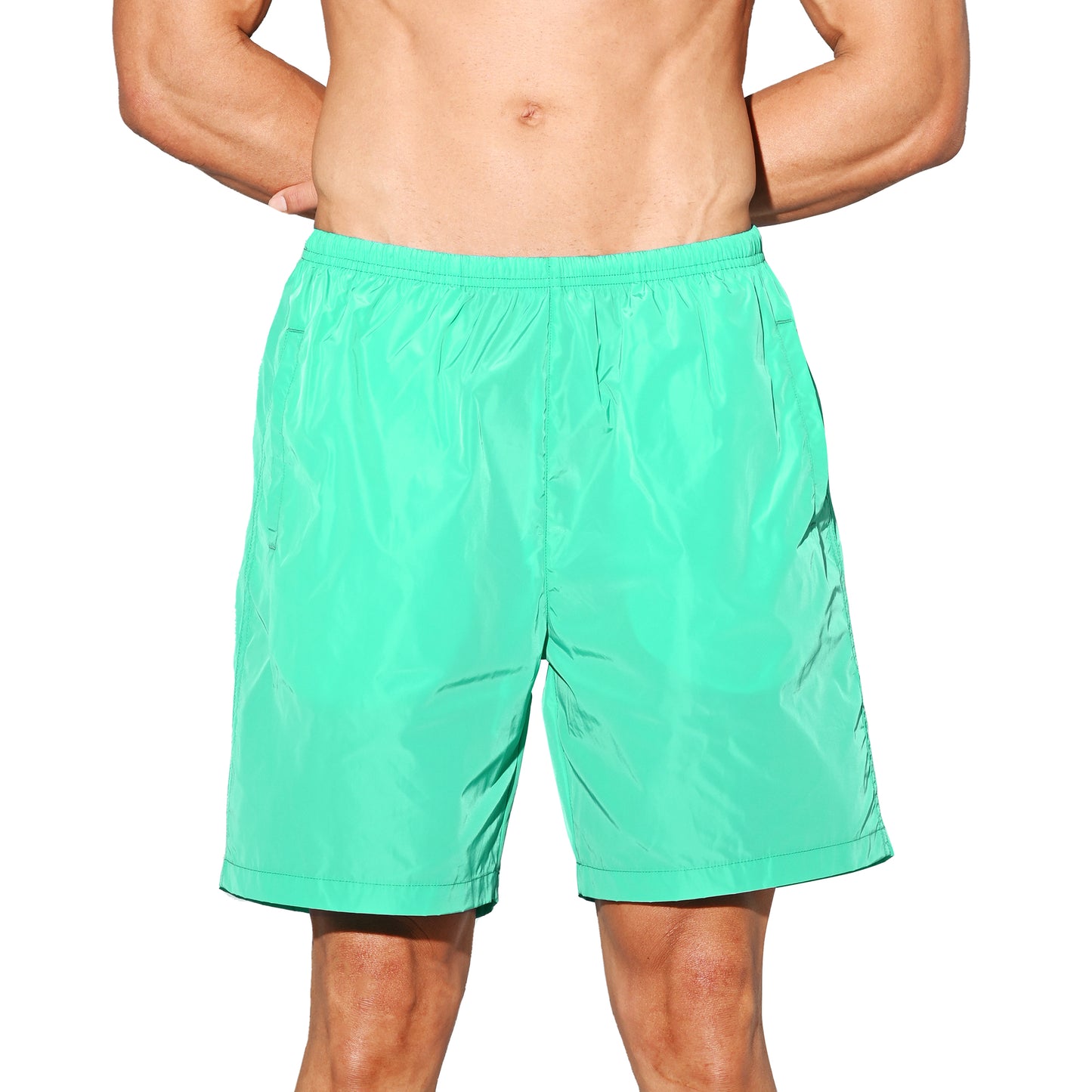 DESMIIT Men's Vibrant Solid Color Beach Shorts | Fast-Dry Casual Summer Swim Trunks with Pockets B4572