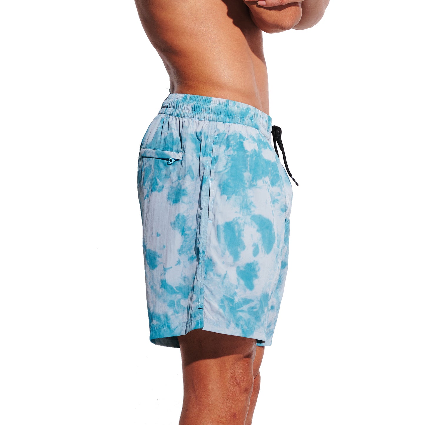 Men's Gradient Athletic Swim Shorts, Soft Quick-Dry Shorts with Pockets & Brief, Portable Board Shorts 4684