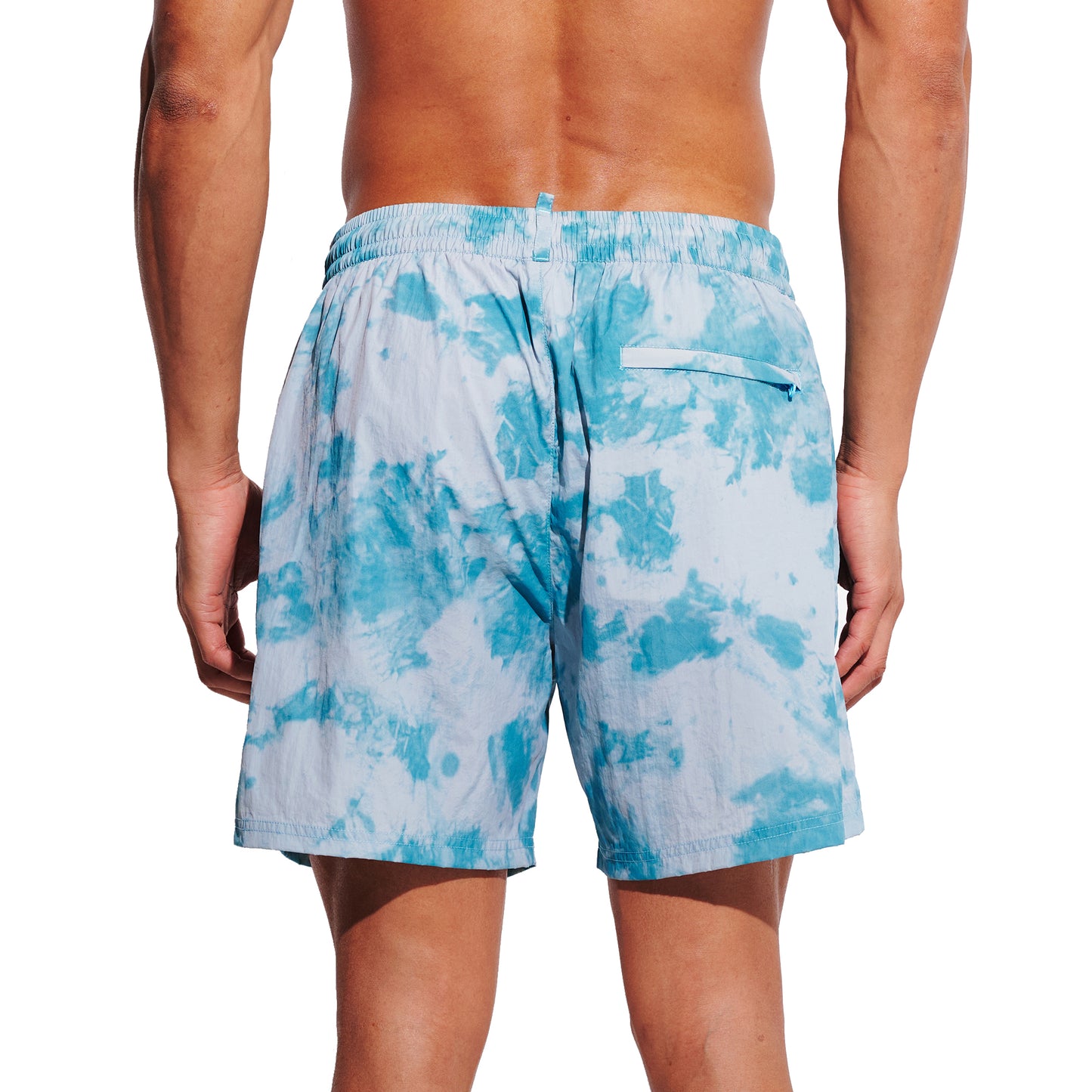 Men's Gradient Athletic Swim Shorts, Soft Quick-Dry Shorts with Pockets & Brief, Portable Board Shorts 4684