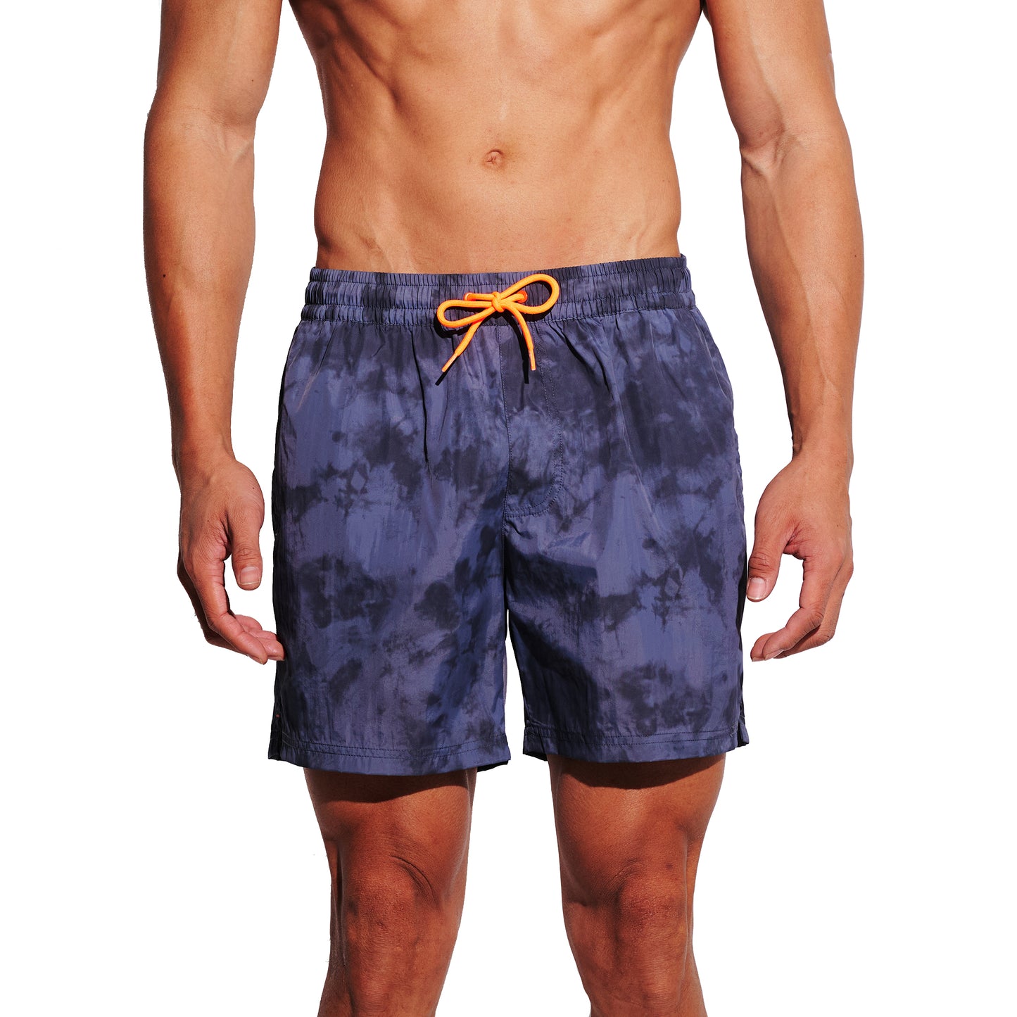Men's Gradient Athletic Swim Shorts, Soft Quick-Dry Shorts with Pockets & Brief, Portable Board Shorts 4684