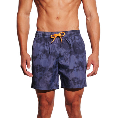 Men's Gradient Athletic Swim Shorts, Soft Quick-Dry Shorts with Pockets & Brief, Portable Board Shorts 4684