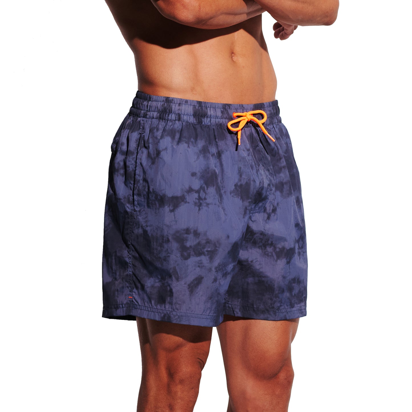 Men's Gradient Athletic Swim Shorts, Soft Quick-Dry Shorts with Pockets & Brief, Portable Board Shorts 4684