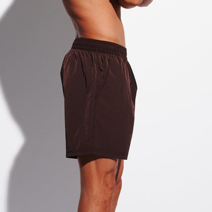 Men's High-Gloss Swim Shorts, Quick-Dry Athletic Shorts with Pockets & Brief, Board Shorts for Gym Sports 4685