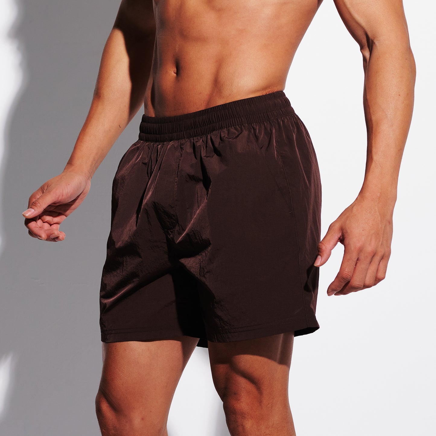 Men's High-Gloss Swim Shorts, Quick-Dry Athletic Shorts with Pockets & Brief, Board Shorts for Gym Sports 4685
