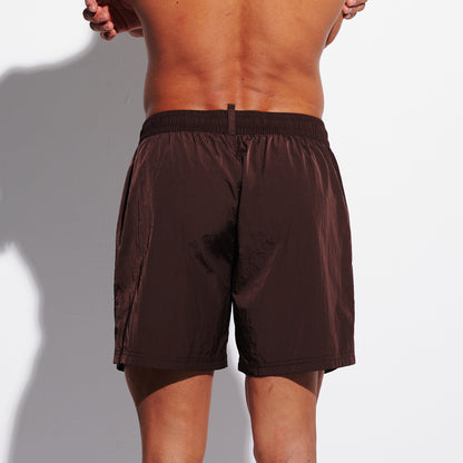 Men's High-Gloss Swim Shorts, Quick-Dry Athletic Shorts with Pockets & Brief, Board Shorts for Gym Sports 4685