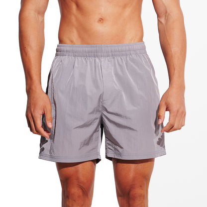 Men's High-Gloss Swim Shorts, Quick-Dry Athletic Shorts with Pockets & Brief, Board Shorts for Gym Sports 4685