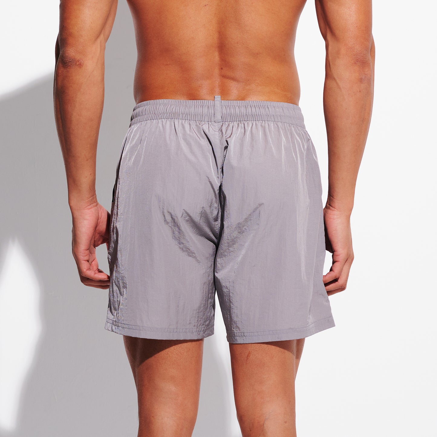 Men's High-Gloss Swim Shorts, Quick-Dry Athletic Shorts with Pockets & Brief, Board Shorts for Gym Sports 4685