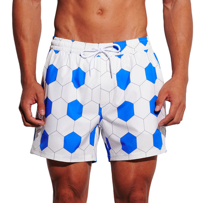 Men's Elastic Football Print Stretchy Fabric Quick Dry Athletic Shorts B4689