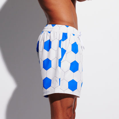 Men's Elastic Football Print Stretchy Fabric Quick Dry Athletic Shorts B4689