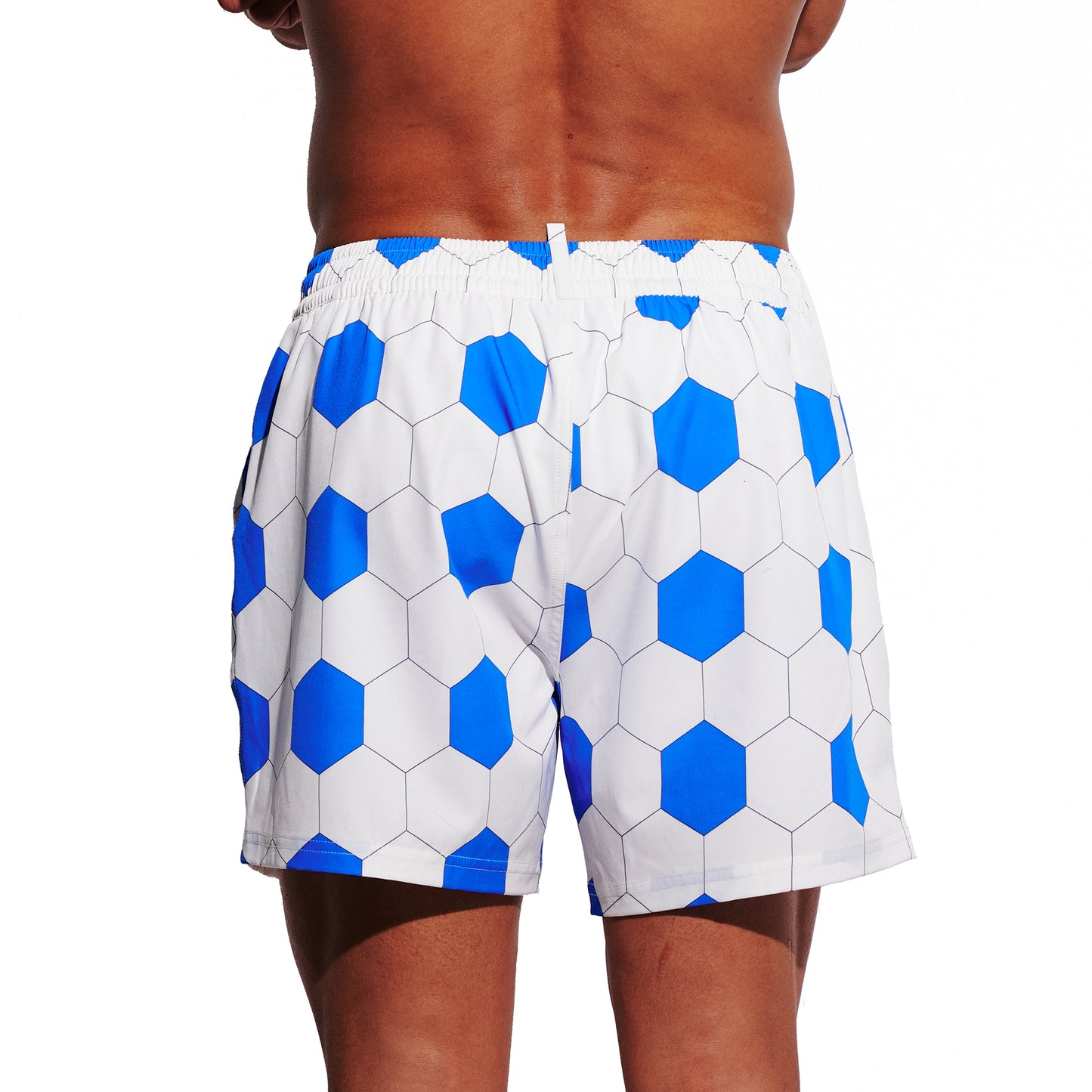 Men's Elastic Football Print Stretchy Fabric Quick Dry Athletic Shorts B4689