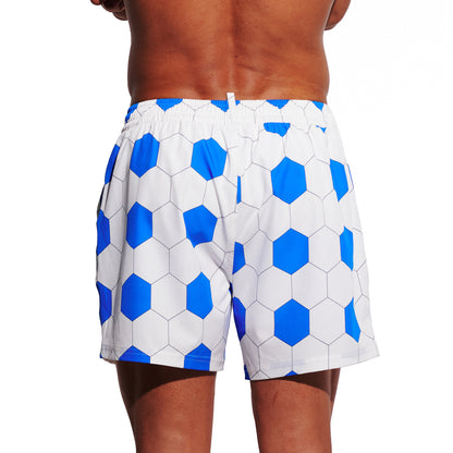 Men's Elastic Football Print Stretchy Fabric Quick Dry Athletic Shorts B4689