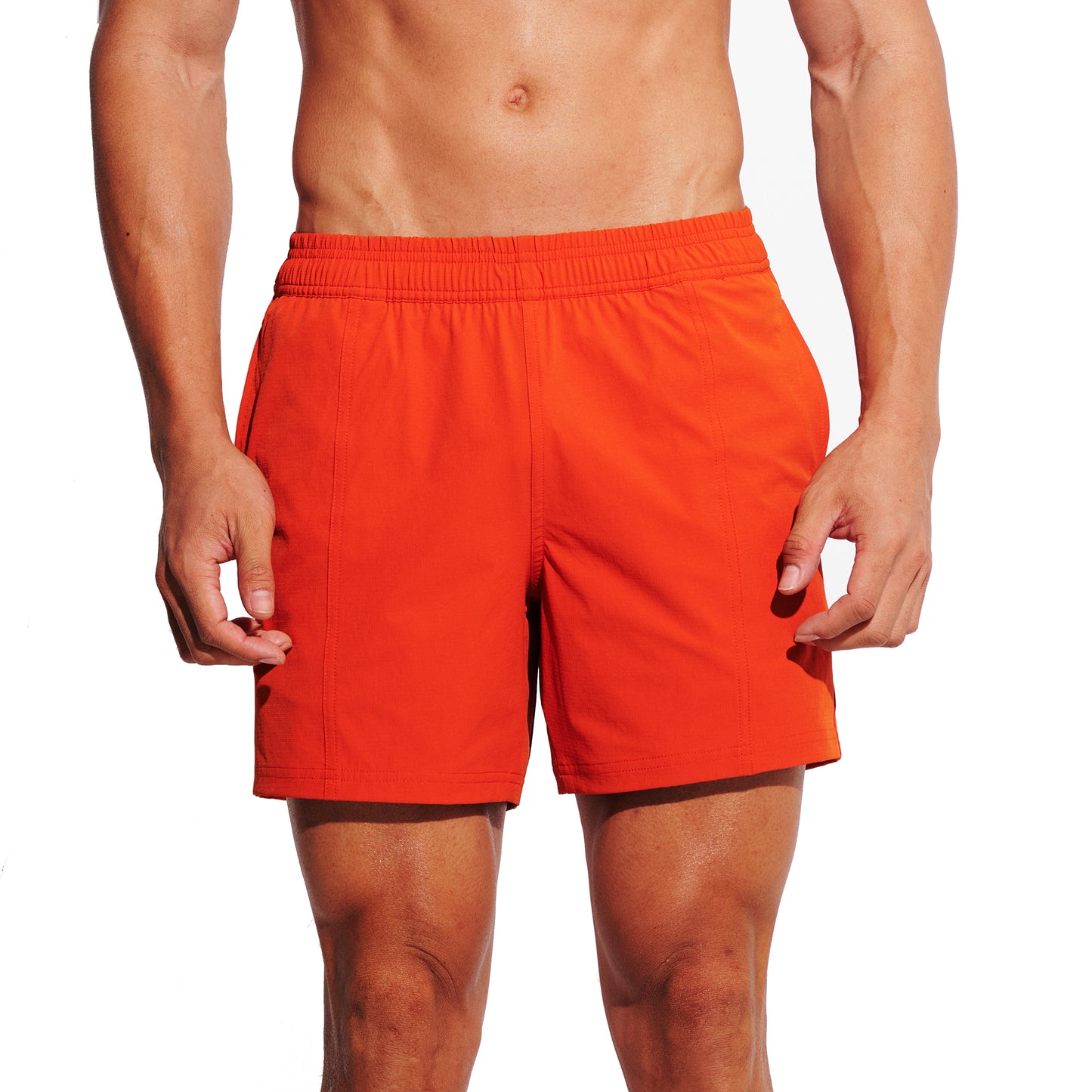 Men's 4-Way Stretch Swim Shorts, Quick-Dry Athletic Shorts with Pockets & Brief for Gym Sports B4693
