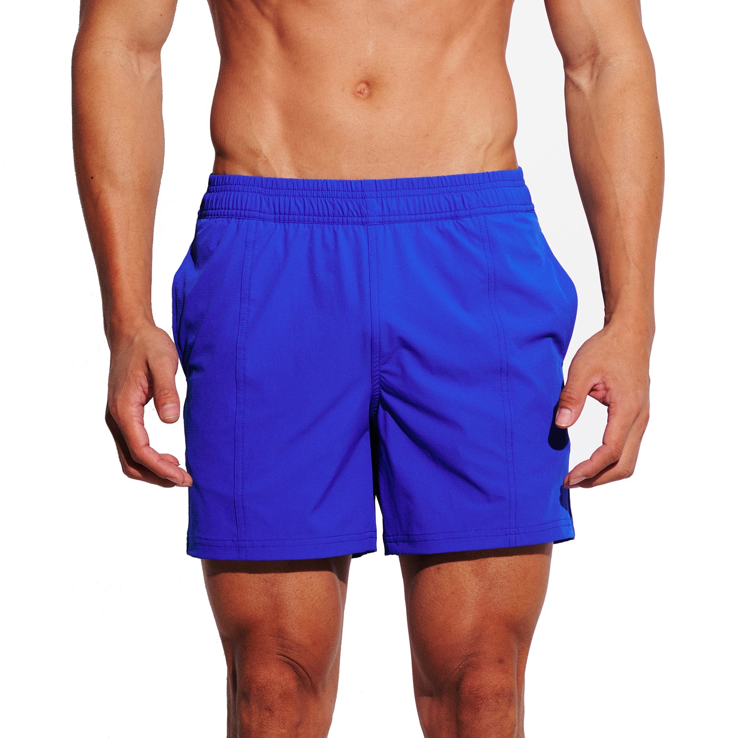 Men's 4-Way Stretch Swim Shorts, Quick-Dry Athletic Shorts with Pockets & Brief for Gym Sports B4693