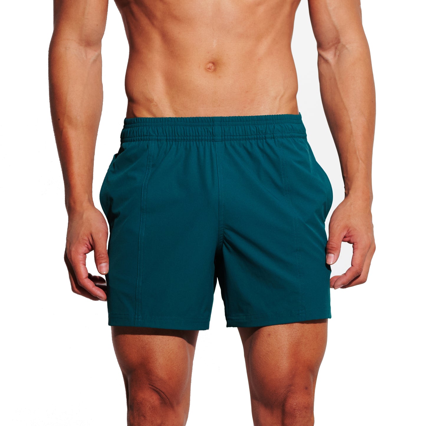 Men's 4-Way Stretch Swim Shorts, Quick-Dry Athletic Shorts with Pockets & Brief for Gym Sports B4693
